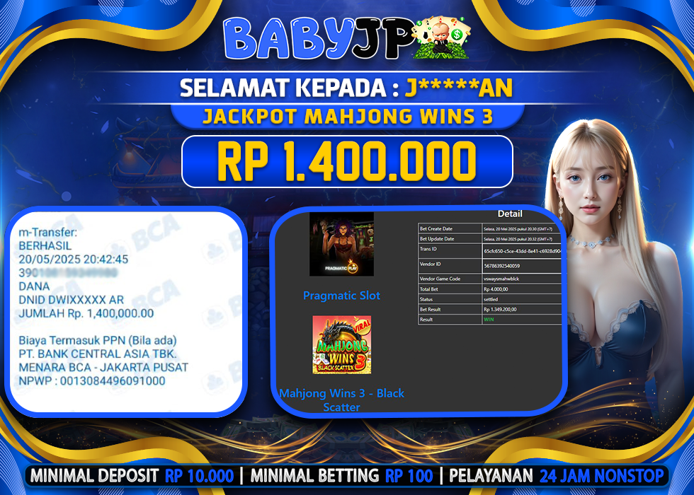 J*****AN JACKPOT MAHJONG WINS 3 - BLACK SCATTER,-LUNAS